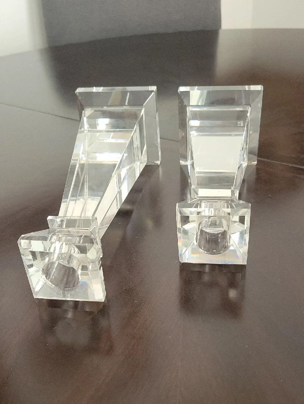 Pair of Crystal Taper Candle Holders - Elegant Home Accent